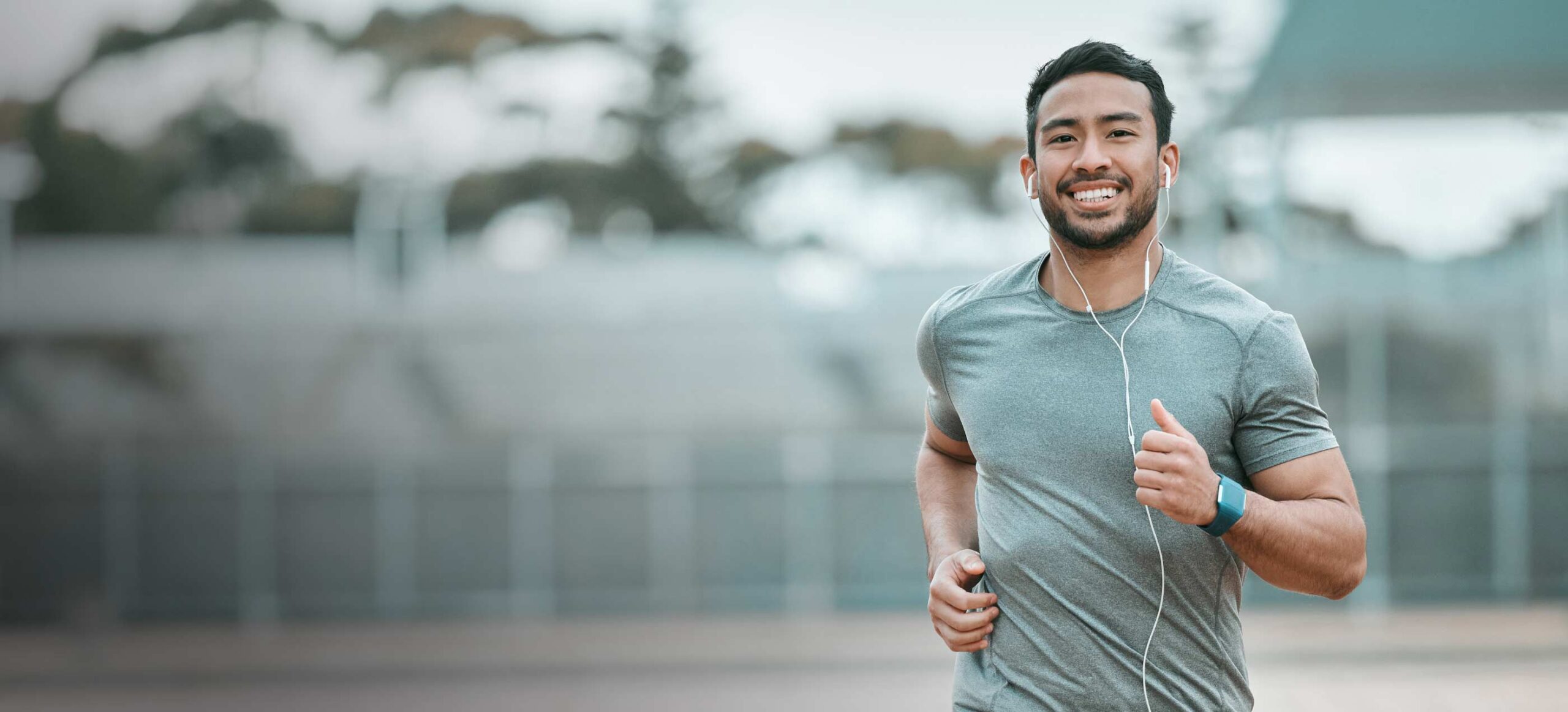Person running with headphones
